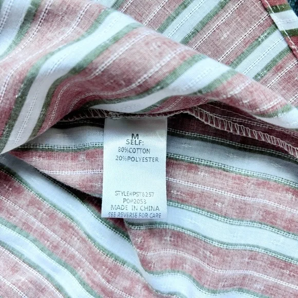 Polagram Blouse Women's Striped Flutter Sleeve Top Ruffles Cottagecore Boho M - Picture 4 of 6